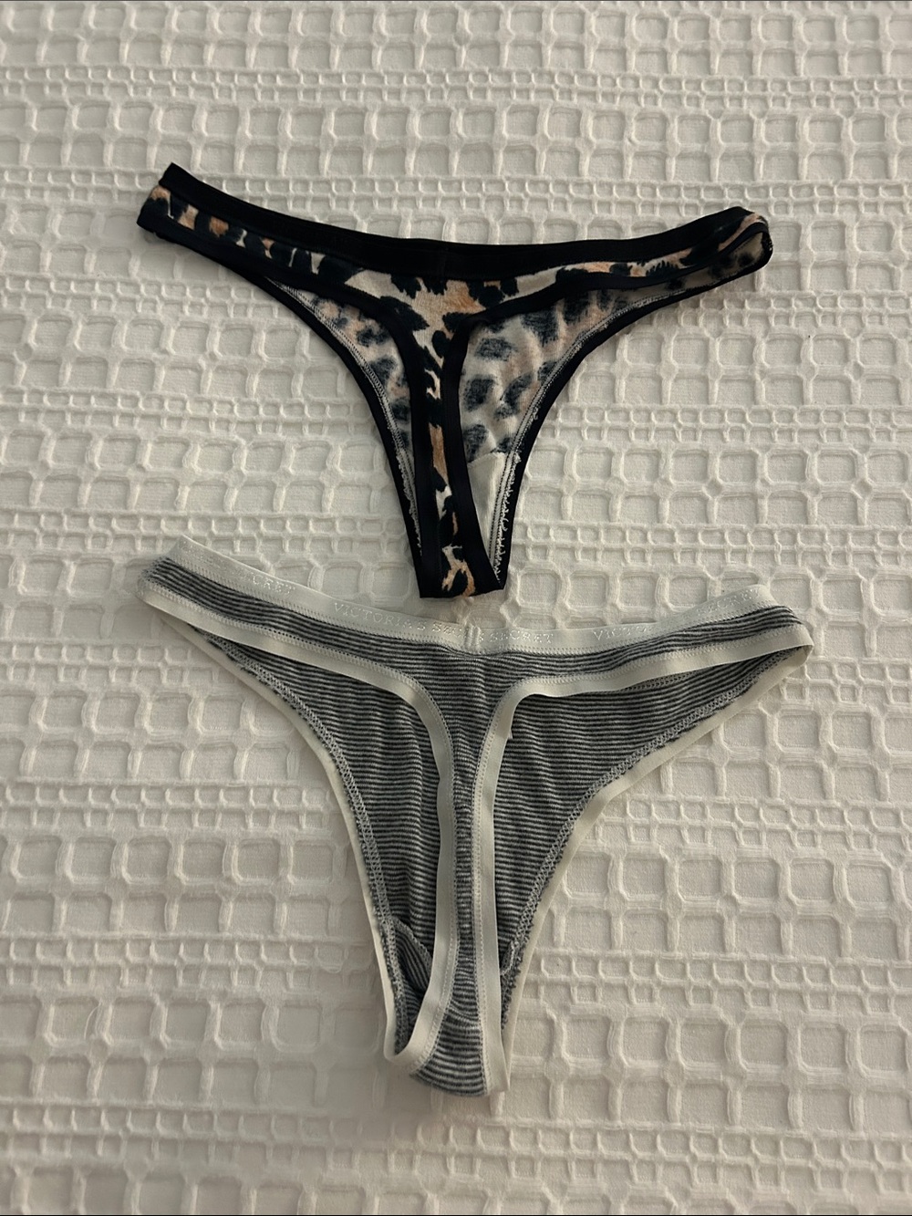 Victoria's Secret Leopard Print & Gray Stripe Bikini Briefs - Black, Tan, Gray - Picture 3 of 4
